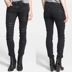Moto Zipper Skinny Jeans 27 - Rag & Bone Ordaz Aged Coal